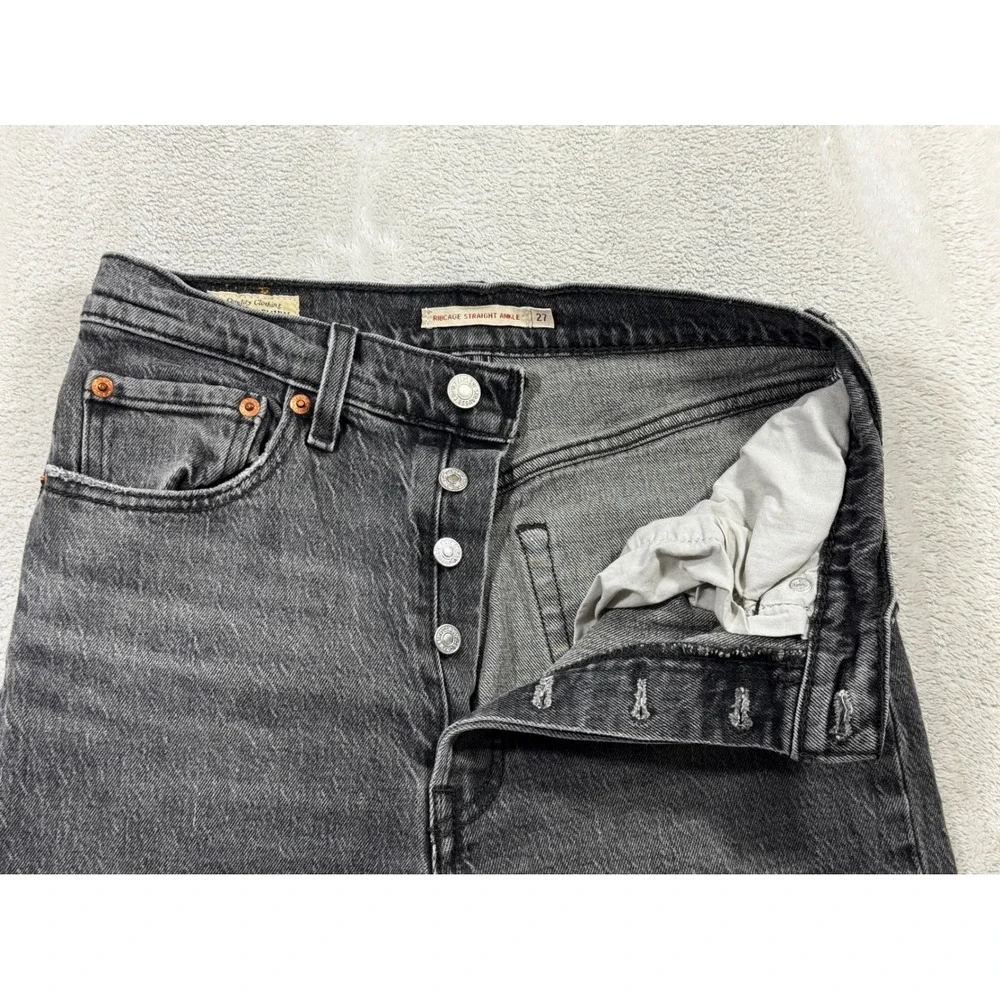 Levi's Womens Ribcage Straight Ankle Grey Denim Jeans 27 Meas: 27x28